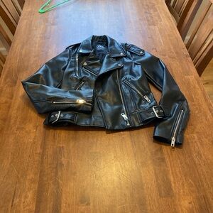 Zara Black Leather Moto Jacket